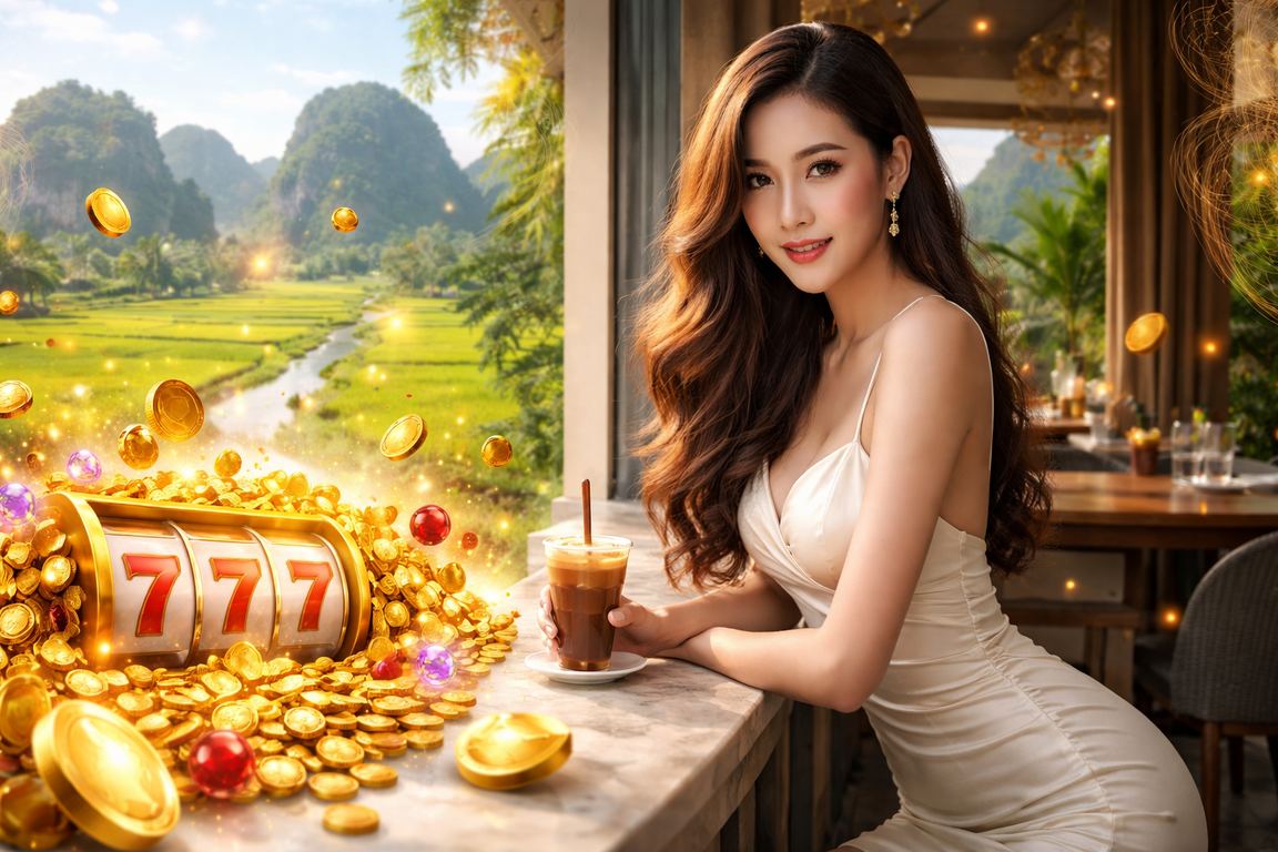 Người dùng chơi slot game trực tuyến bên ly cà phê tại Việt Nam