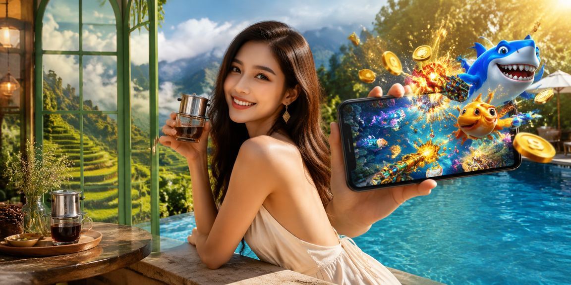 Người chơi thư giãn với trò chơi bắn cá trực tuyến tại không gian cà phê ở Sapa Việt Nam